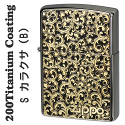 zippo(ジッポーライター)200 シルバーチタンコーティング カラクサメタル貼り(B)画像