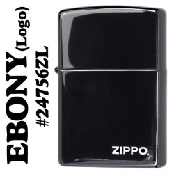 【ZIPPO】漆黒のブラック! エボニー ZIPPOロゴ入り 24756ZL画像