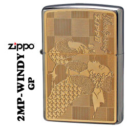 ZIPPO/人気の「WINDY」デザイン　#200FBベース  プレート貼り付け　ゴールドプレート　オイルライター　2MP-WINDY-GP画像