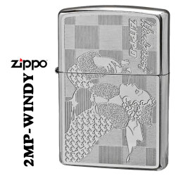 ZIPPO/人気の「WINDY」デザイン　#200FBベース  プレート貼り付け　ホワイトニッケル　オイルライター　2MP-WINDY画像　