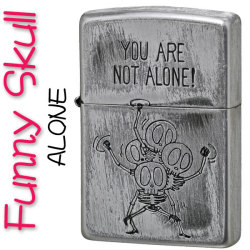 zippo ジッポーライター ファニースカル(ドクロ 髑髏) ALONE ユーズド加工【ネコポス可】