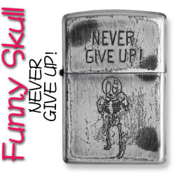 zippo(ジッポーライター)ファニースカル NEVER GIVE UP(あきらめないで～) ユーズド加工 画像