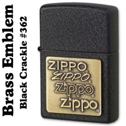 zippo(ジッポーライター)Zippo Brass Emblem Black Crackle #362画像