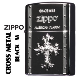 zippo ジッポーライター クロスメタル BLACK ガンメタル 人気のクロスメタルシリーズ M CRBK-M画像