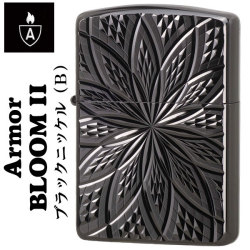 zippo(ジッポーライター)アーマー両面ダイヤカット BLOOM ブラックニッケル画像