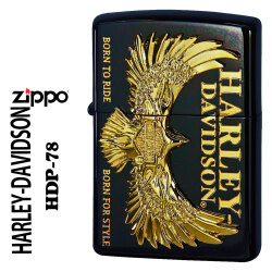 ZIPPO/ハーレーダビッドソン　ブラックイオン＋ゴールドメッキ　ゴールドメタル貼り　2022モデル HDP-78画像