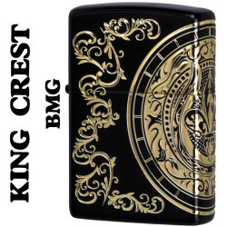 zippo(ジッポーライター)キングクレスト 王の紋章 マットブラック/ゴールド 三面連続エッチング画像