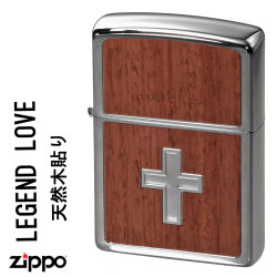 zippo(ジッポーライター)在庫限り　クロス　十字架　木貼り　LEGEND LOVE　2008年製　銀メッキ　KIBARI 画像