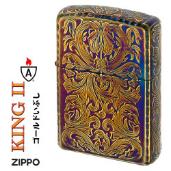 ZIPPO/アーマー KING II （キング2） 5面加工 アラベスク GI 燻 金いぶし 彫刻 KING2-GI画像