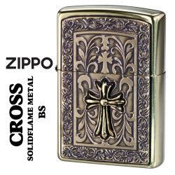 ZIPPO/ZP ソリッドフレームメタル BS クロス メタル貼り  BSイブシ SOLID-CRS-BS画像