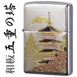 zippo(ジッポーライター)電鋳板 でんちゅうばん 和板ジッポー・五重塔画像