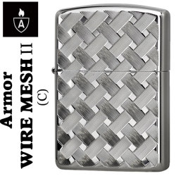 zippo(ジッポーライター)アーマー両面ダイヤカット WIRE MESH II （C) ホワイトニッケル画像