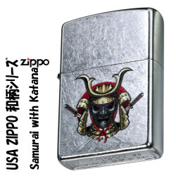 zippo(ジッポーライター)USA ZIPPO　和柄シリーズ　侍と刀　兜 ストリートクローム画像