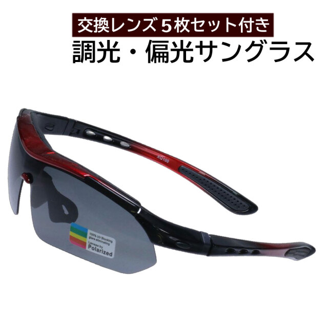 サングラス 偏光・調光サングラス 5種類の交換用レンズ付き 近視レンズ
