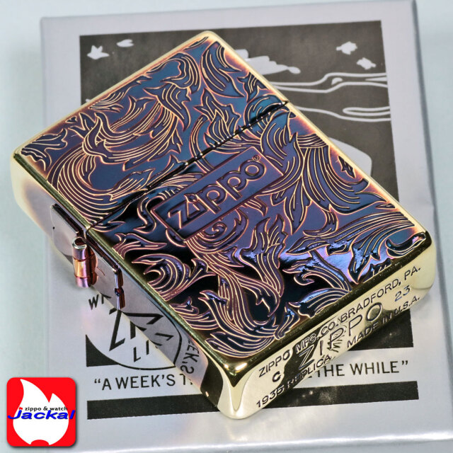 zippo (ジッポーライター) 1935 復刻 レプリカ アラベスク金イブシ