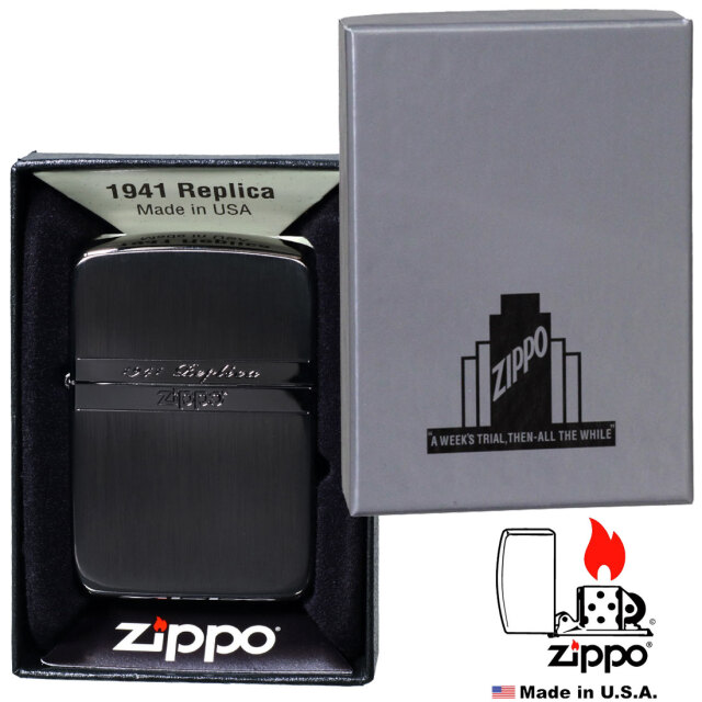 zippo(ジッポーライター)1941レプリカジッポー ミラーライン ブラック