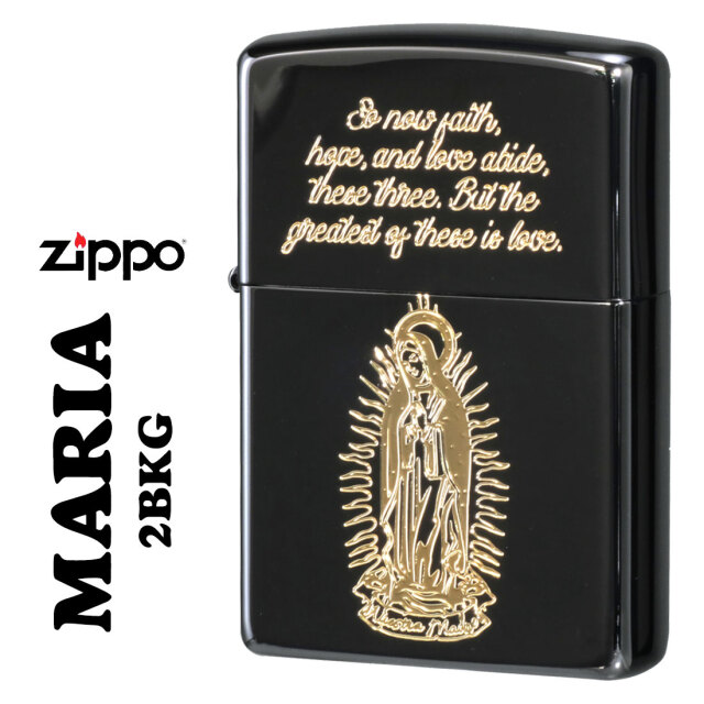 zippo(ジッポーライター)マリア MARIA 黒ニッケルメッキ エッチング 金 
