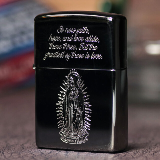 zippo ジッポーライター マリア MARIA 黒ニッケルメッキ エッチング 銀