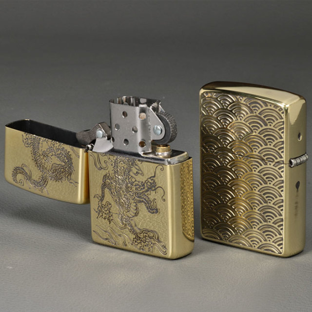 zippo ジッポーライター 和柄 龍 真鍮古美 ポリッシュ仕上げ タイプB