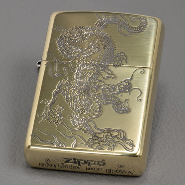 zippo ジッポーライター 和柄 龍 干支 真鍮古美 ポリッシュ仕上げ