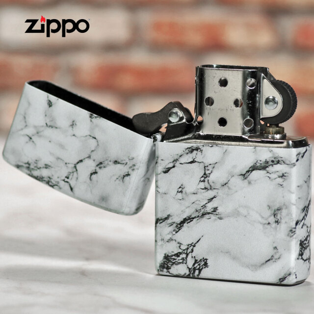 zippo☆両面加工☆大理石柄☆アラベスクラインS☆SV/WH☆ジッポ ライター