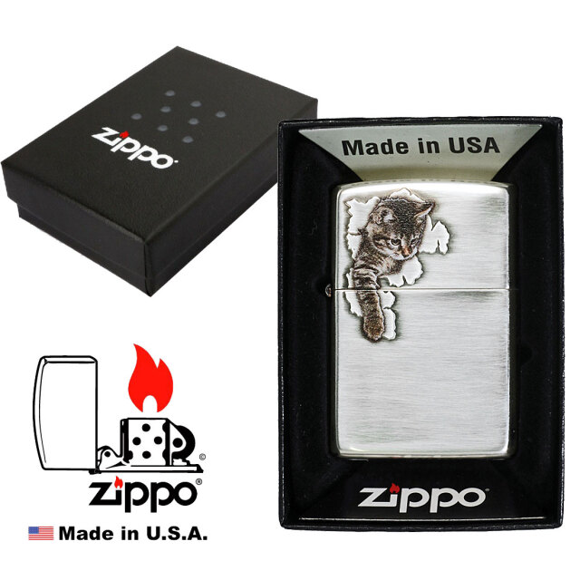 送料無料 zippo ジッポーライター 大人気 猫柄 キャットポーBS