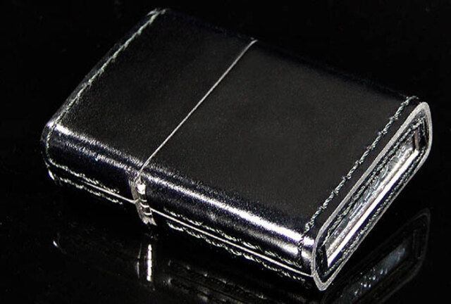 ZIPPO】コードバン革巻き ブラック