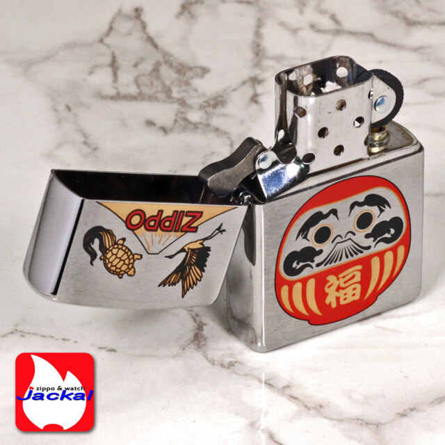 ヤングアニマル懸賞当選品 月紅 オリジナルZippoライター 入手困難 稀少品 zippo(ジッポーライター)福達磨(紅) だるま 縁起柄 鶴亀 富士山
