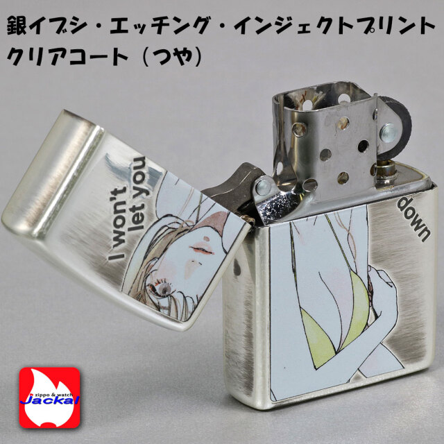 zippo(ジッポーライター)萌え MOE 銀イブシ エッチング クリヤーコート