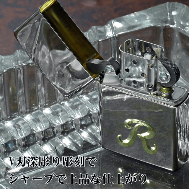 zippo(ジッポーライター)イニシャルZIPPO V刃彫刻 ニッケル鍍金 選べる
