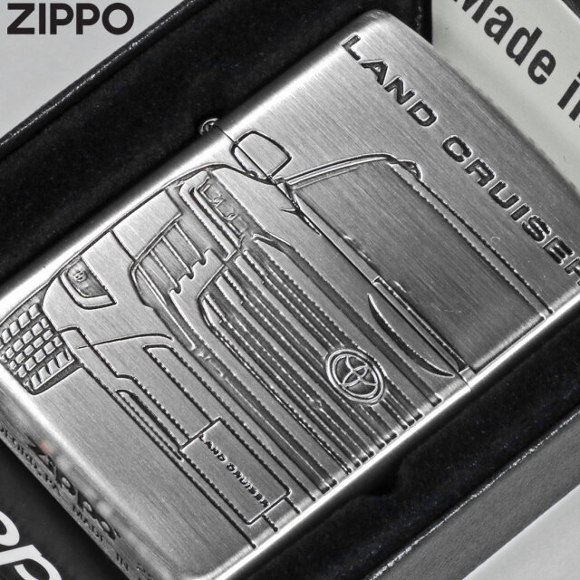 zippo(ジッポーライター)TOYOTA 　ランドクルーザー トヨタ自動車公式認定 銀サテン古美両面エッチング　TOYO-LC オイルライター  メンズ カッコイイ プレゼント 【ネコポス可】