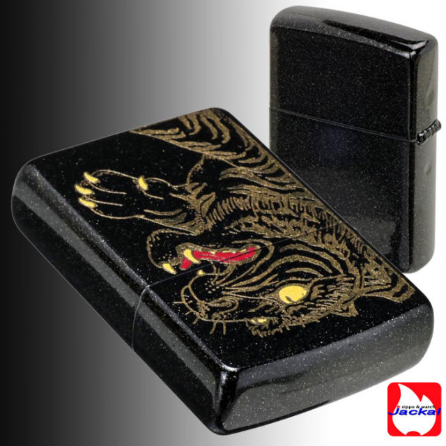 zippo ジッポーライター 寅 虎 トラ 干支 和柄 2 虎 ブラックラメ加工