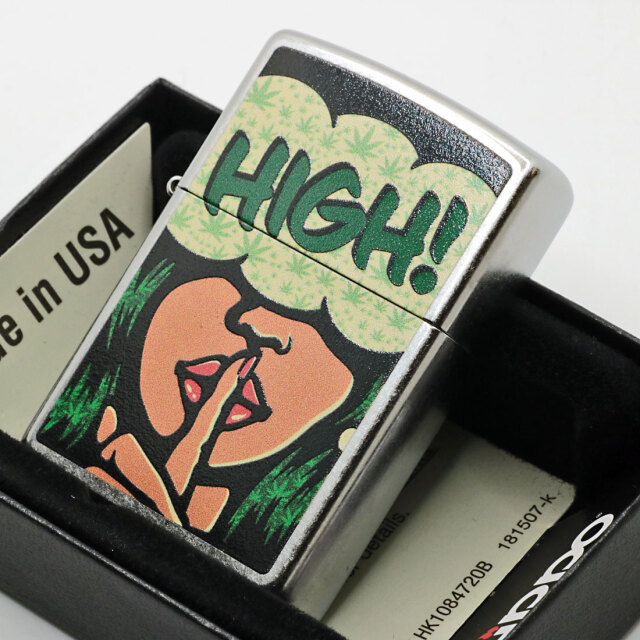 zippo ジッポーライター HIGH! プリント加工 ストリートクローム