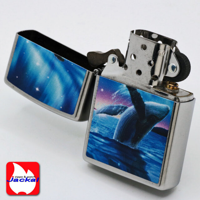 zippo(ジッポーライター)Whale プリント加工 ストリートクローム