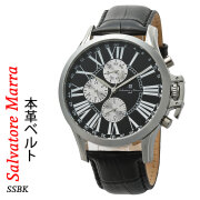   メンズ腕時計【Salvatore Marra】サルバトーレマーラ　レザーベルト アナログ カレンダー 24時間計 マルチファンクション  SM23101-SSBK  お祝い  卒業 入学 就職 退職  ギフト プレゼント  送料無料