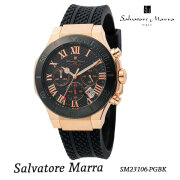 腕時計メンズ 【Salvatore Marra】サルバトーレマーラ メンズ 腕時計 クロノグラフ 5気圧防水 ラバーベルト　SM23106-PGBK画像