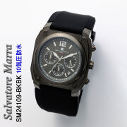 メンズ腕時計  Salvatore Marra サルバトーレマーラ クロノグラフ 10気圧防水 ラバーベルト SM24109-BKBK ブランド 人気 スクエア(クッション)ケース ウォッチ カジュアル フォーマル 送料無料 （お取り寄せ）