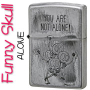 zippo ジッポーライター ファニースカル(ドクロ 髑髏) ALONE ユーズド加工【ネコポス可】