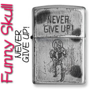 zippo(ジッポーライター)ファニースカル NEVER GIVE UP(あきらめないで～) ユーズド加工 画像