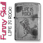 zippo(ジッポーライター)ファニースカル LIFE IS ROCK (人生はロックだ！) ユーズド加工 画像
