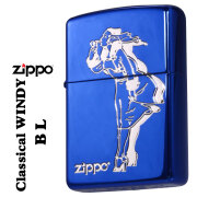zippo(ジッポーライター)人気の「WINDY」デザイン クラシカル ウィンディ イオンコートブルー オイルライター　CL-WINDY-BL　かわいい 彫刻 ZIPPOロゴ入り レトロモチーフ メンズ レディース 女性 ギフト プレゼント 送料無料 【ネコポス可】