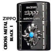 zippo ジッポーライター クロスメタル BLACK ガンメタル I ターコイズ CRBK-I 画像