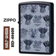 ZIPPO/ハーレーダビッドソン Harley-Davidson HARLEY エンジン柄 ブラックマット プリント HD-48600画像
