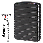 zippo(ジッポーライター)ARMOR アーマー　ホリゾンタルストライプ ブラックニッケル BNC 3次元立体彫刻 4面連続加工　Horizontal Stripe HS-BNC 横縞模様　高級感 おしゃれシンプル 彫刻 重厚 豪華 カッコイイ メンズ  送料無料　【ネコポス可】
