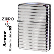 zippo(ジッポーライター)ARMOR アーマー　ホリゾンタルストライブ ダイアノシルバー DS 3次元立体彫刻 4面連続加工　Horizontal Stripe HS-DS 横縞模様　高級感 シルバー おしゃれシンプル 彫刻 重厚 豪華 カッコイイ  メンズ  送料無料　【ネコポス可】