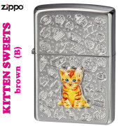 zippo(ジッポーライター) kitten sweets (b) ネコ　cat  スゥイーツ ブラウン オイルライター　かわいい　おしゃれ キュート 猫 レディース 女性 プレゼント 【ネコポス可】送料無料