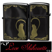 zippo(ジッポーライター)猫 ペアキャット ラブシルエットA  かわいい 彼氏 彼女 夫婦　プレゼント 送料無料【ネコポス可】