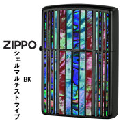 zippo (ジッポーライター)シェルマルチ　ストライプ　BK　ブラックニッケル　天然貝貼り　SHELL-MS-BK　おしゃれ ギフト プレゼント  送料無料【ネコポス可】