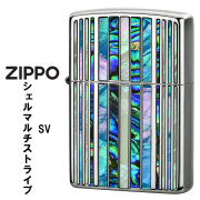 zippo (ジッポーライター)シェルマルチ　ストライプ　SV　シルバーメッキ　天然貝貼り　SHELL-MS-SV　おしゃれ ギフト プレゼント  送料無料【ネコポス可】