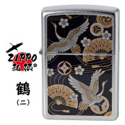 zippo(ジッポーライター)ZIPPO　和柄シリーズ　鶴2 サテンクローム　つやなし　梨地　プリント加工　SP-KI　オイルライター　カラフル　オシャレ　ジャパニーズ　和風　鶴　縁起 喫煙具　メンズ　ギフト　プレゼント 送料無料　【ネコポス可】